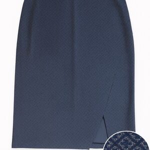 Gilli Navy Geometric Print Midi Skirt | 2X | Made in USA | Stretch Workwear 🇺🇸